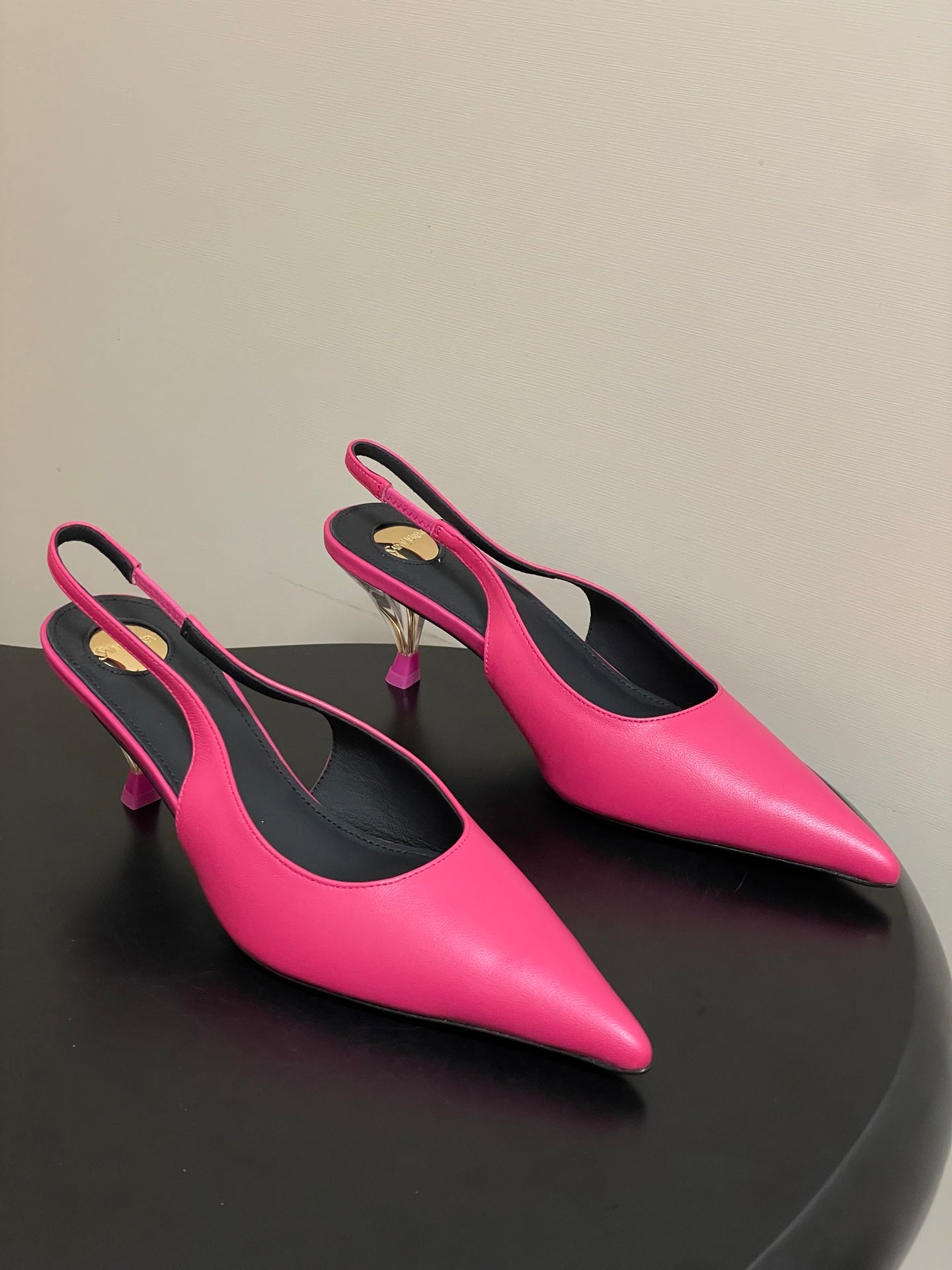 Saint Laurent Pointed-Toe Kitten Heel Slingbacks – 26SS