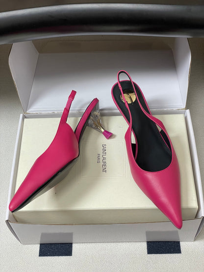 Saint Laurent Pointed-Toe Kitten Heel Slingbacks – 26SS