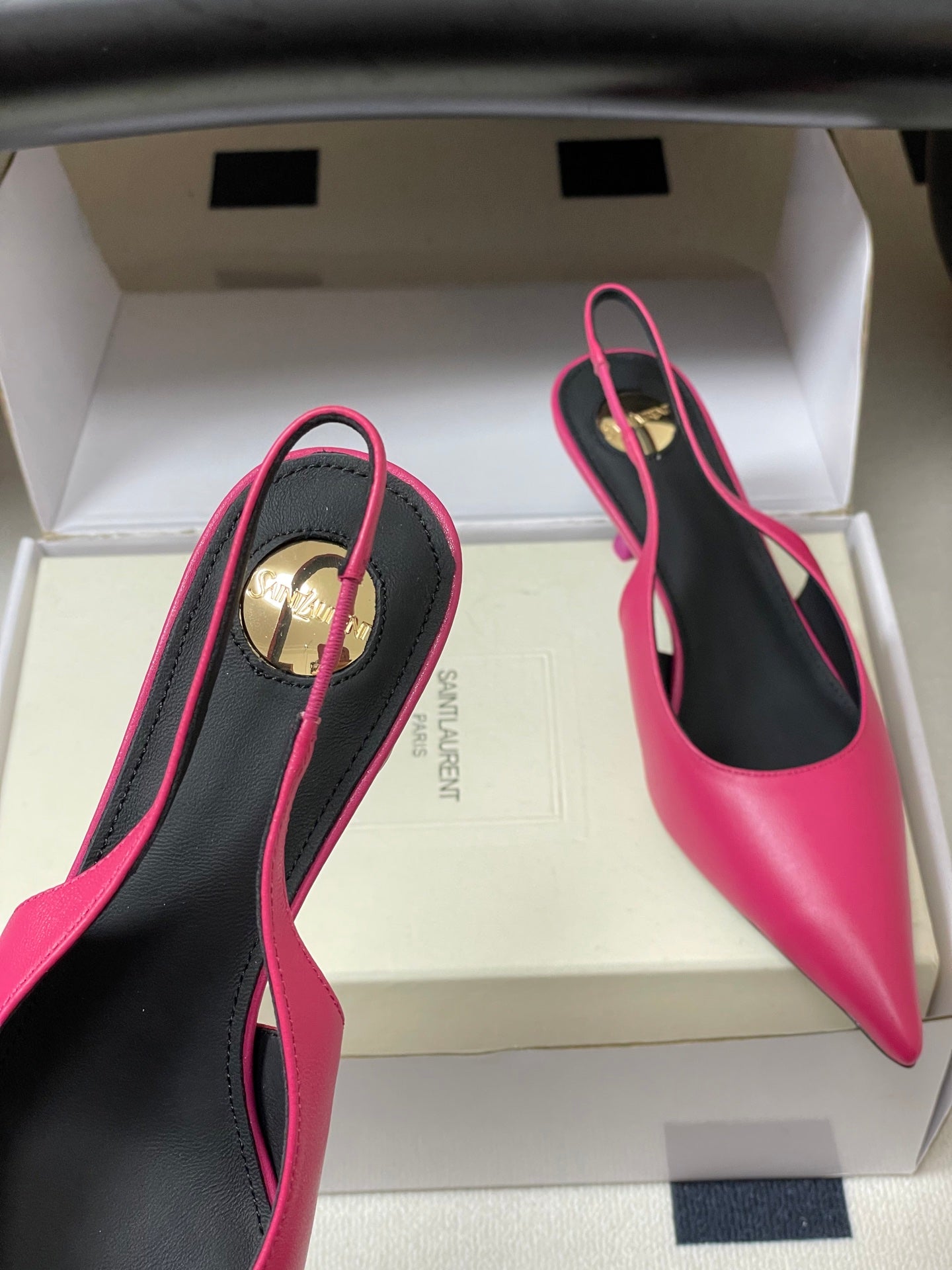 Saint Laurent Pointed-Toe Kitten Heel Slingbacks – 26SS