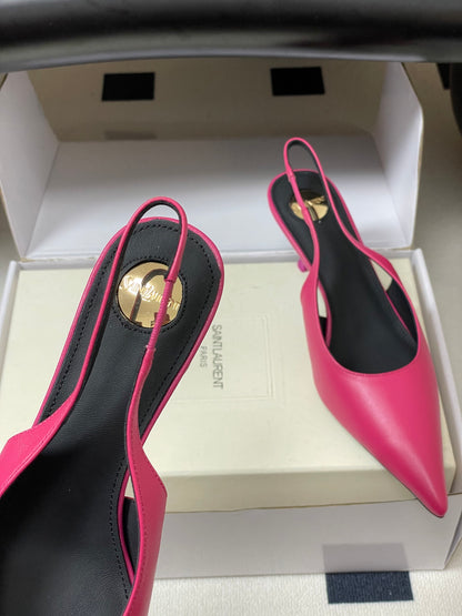 Saint Laurent Pointed-Toe Kitten Heel Slingbacks – 26SS