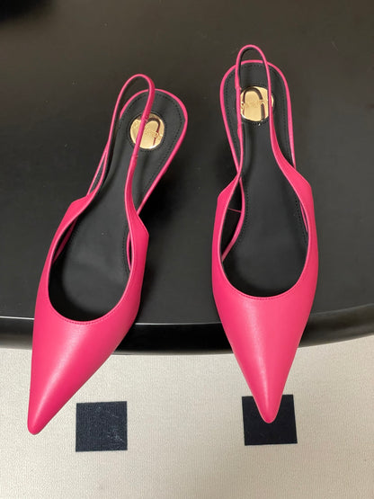 Saint Laurent Pointed-Toe Kitten Heel Slingbacks – 26SS