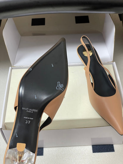 Saint Laurent Pointed-Toe Kitten Heel Slingbacks – 26SS