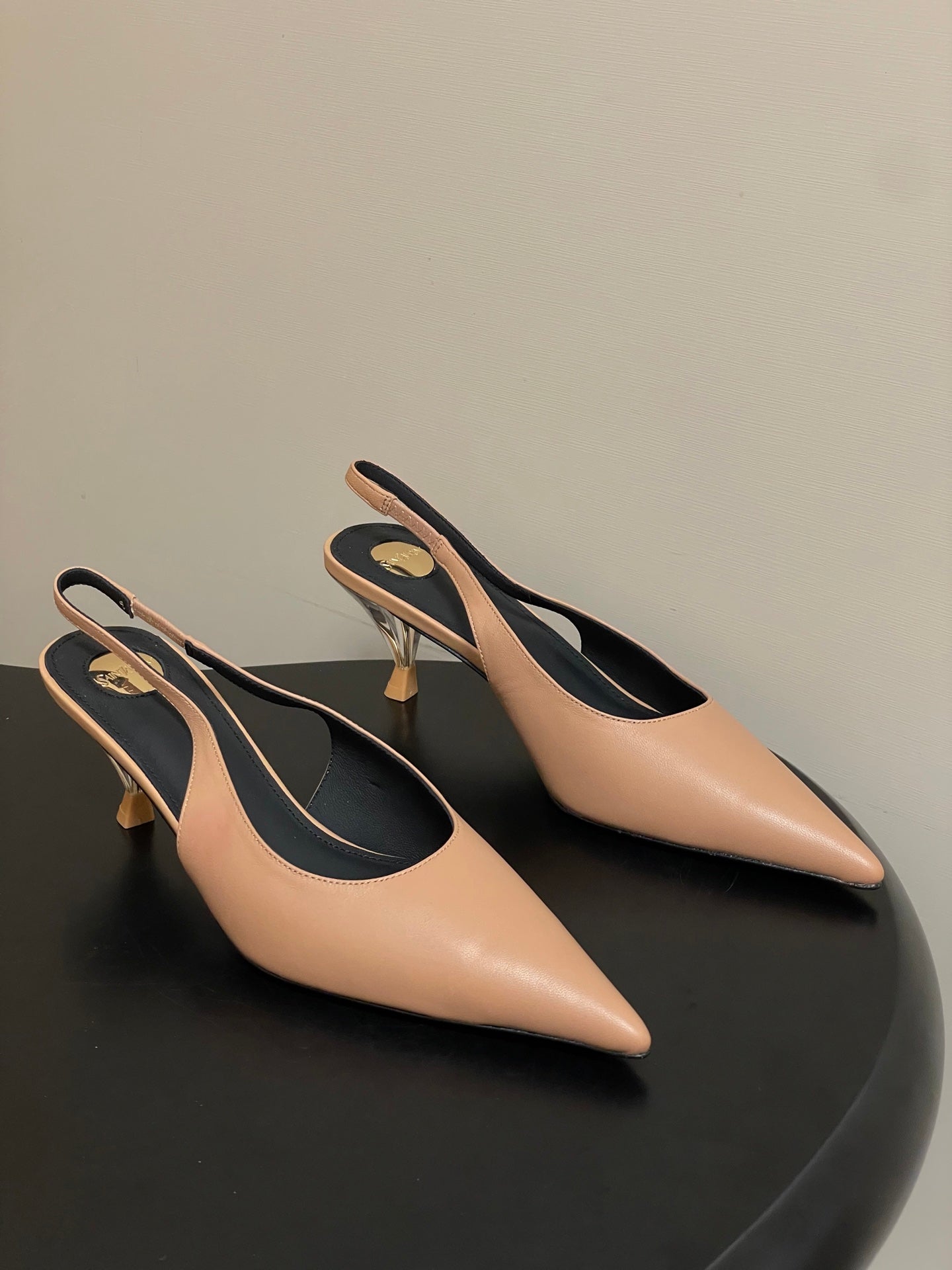 Saint Laurent Pointed-Toe Kitten Heel Slingbacks – 26SS