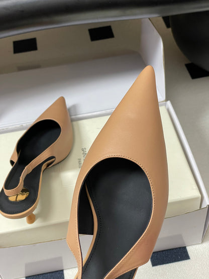Saint Laurent Pointed-Toe Kitten Heel Slingbacks – 26SS