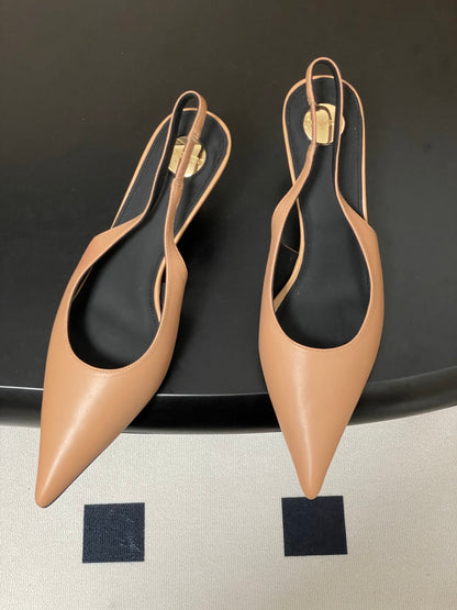 Saint Laurent Pointed-Toe Kitten Heel Slingbacks – 26SS
