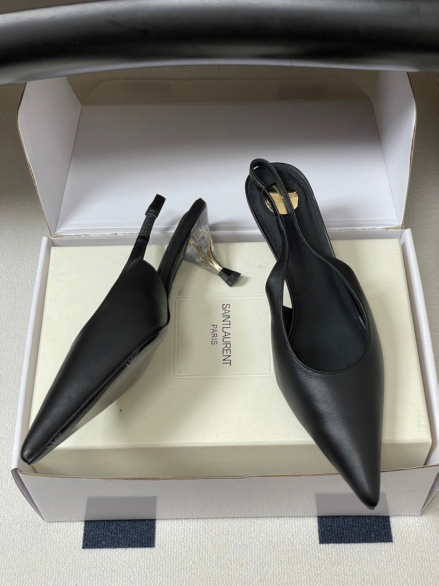 Saint Laurent Pointed-Toe Kitten Heel Slingbacks – 26SS