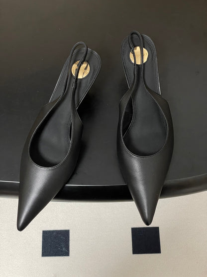 Saint Laurent Pointed-Toe Kitten Heel Slingbacks – 26SS