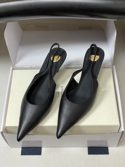 Saint Laurent Pointed-Toe Kitten Heel Slingbacks – 26SS