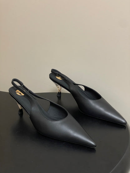 Saint Laurent Pointed-Toe Kitten Heel Slingbacks – 26SS