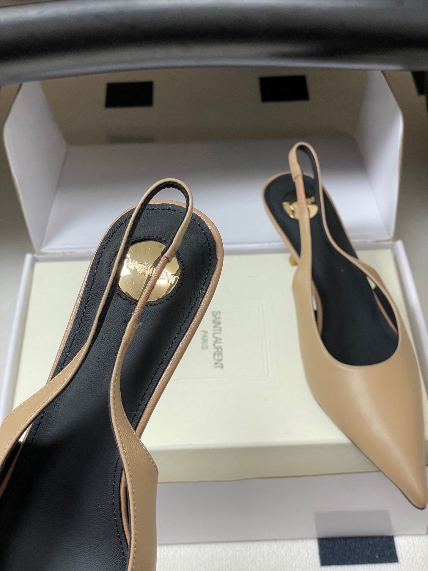 Saint Laurent Pointed-Toe Kitten Heel Slingbacks – 26SS