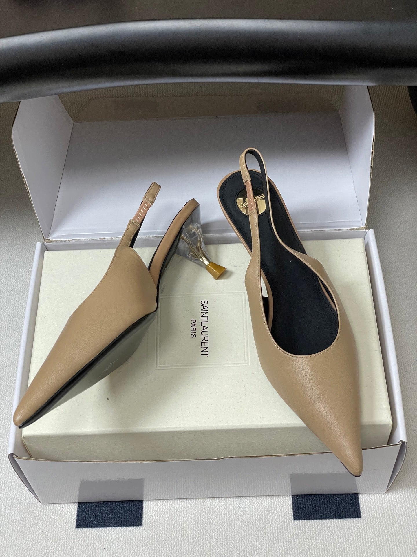 Saint Laurent Pointed-Toe Kitten Heel Slingbacks – 26SS