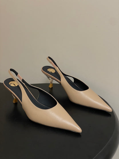 Saint Laurent Pointed-Toe Kitten Heel Slingbacks – 26SS