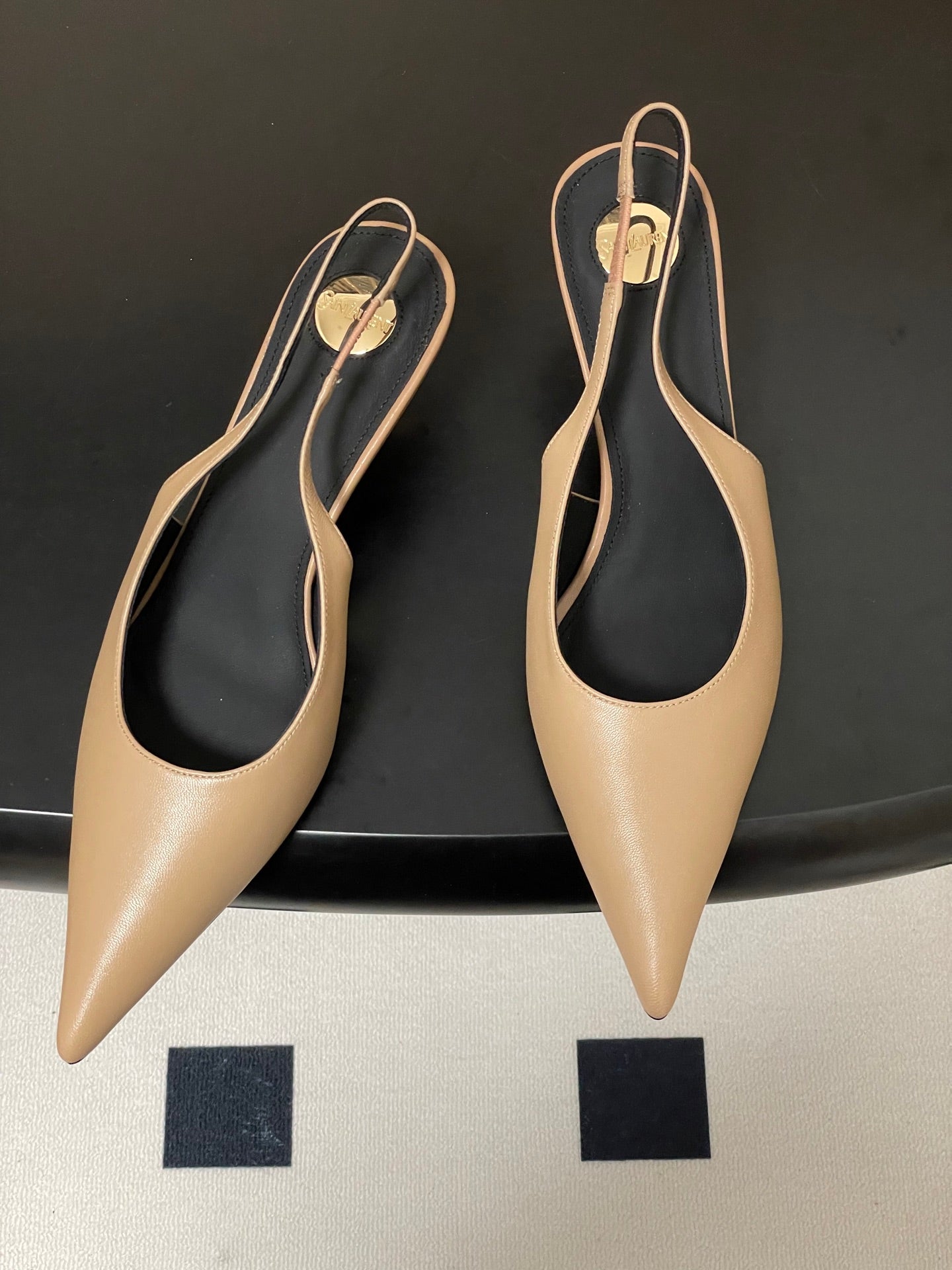 Saint Laurent Pointed-Toe Kitten Heel Slingbacks – 26SS