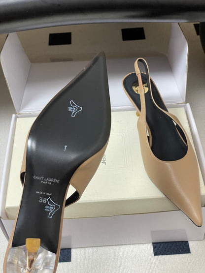 Saint Laurent Pointed-Toe Kitten Heel Slingbacks – 26SS