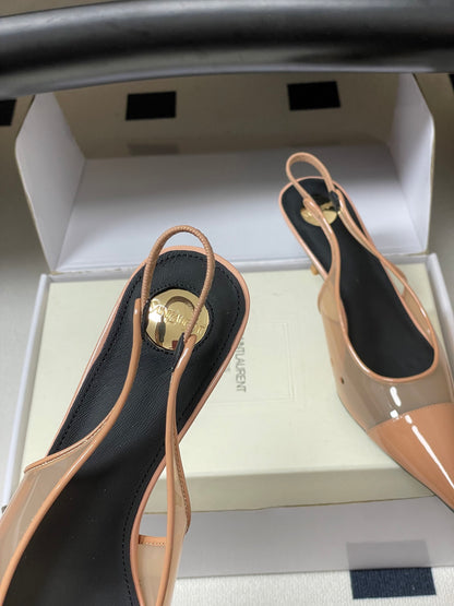 Saint Laurent Pointed PVC Slingback Sandals – 26SS