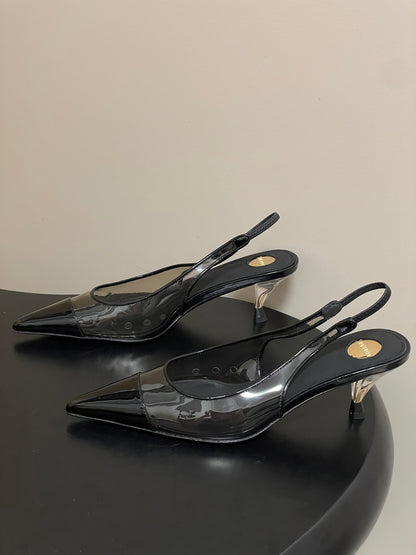 Saint Laurent Pointed PVC Slingback Sandals – 26SS