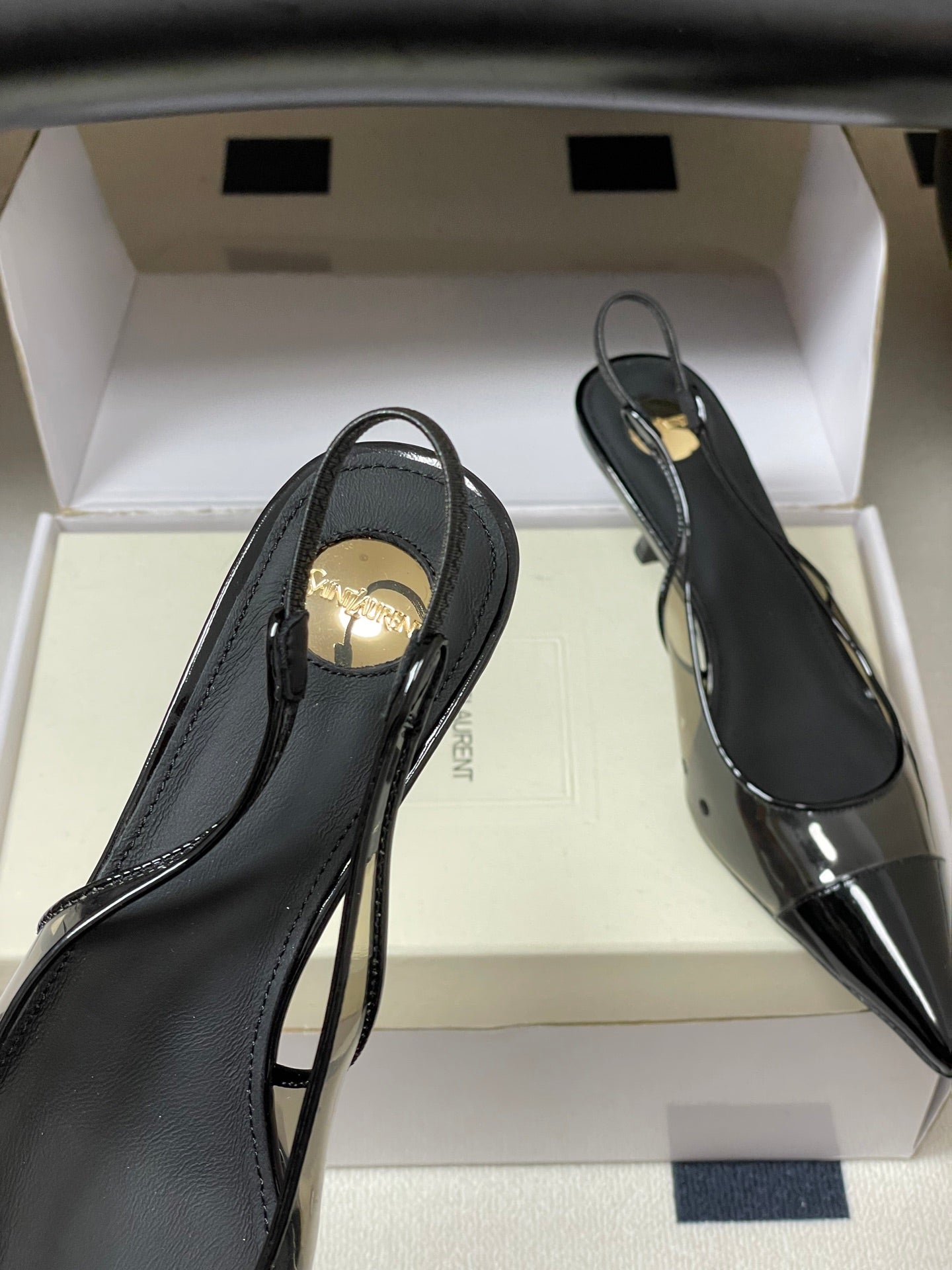 Saint Laurent Pointed PVC Slingback Sandals – 26SS