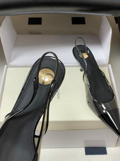 Saint Laurent Pointed PVC Slingback Sandals – 26SS