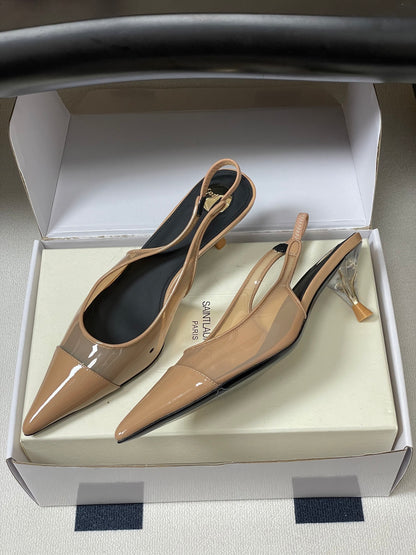 Saint Laurent Pointed PVC Slingback Sandals – 26SS