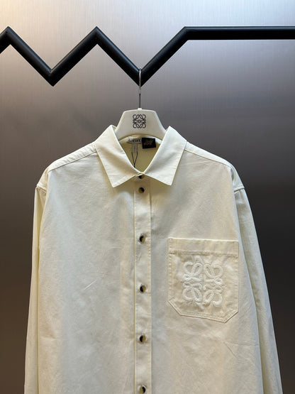 Loewe Embroidered Pocket Lyocell Long-Sleeve Shirt