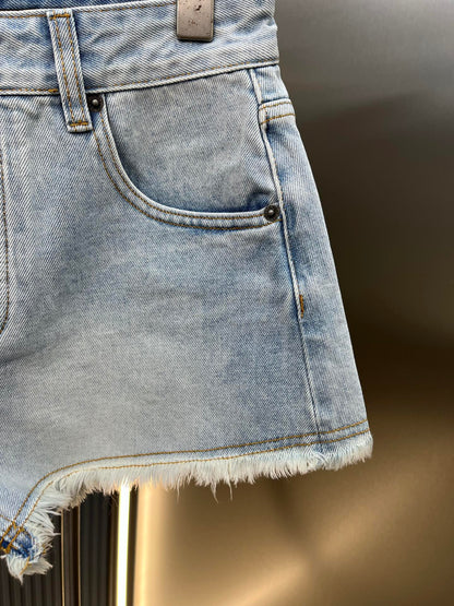 Loewe Anagram Embroidered Denim Shorts