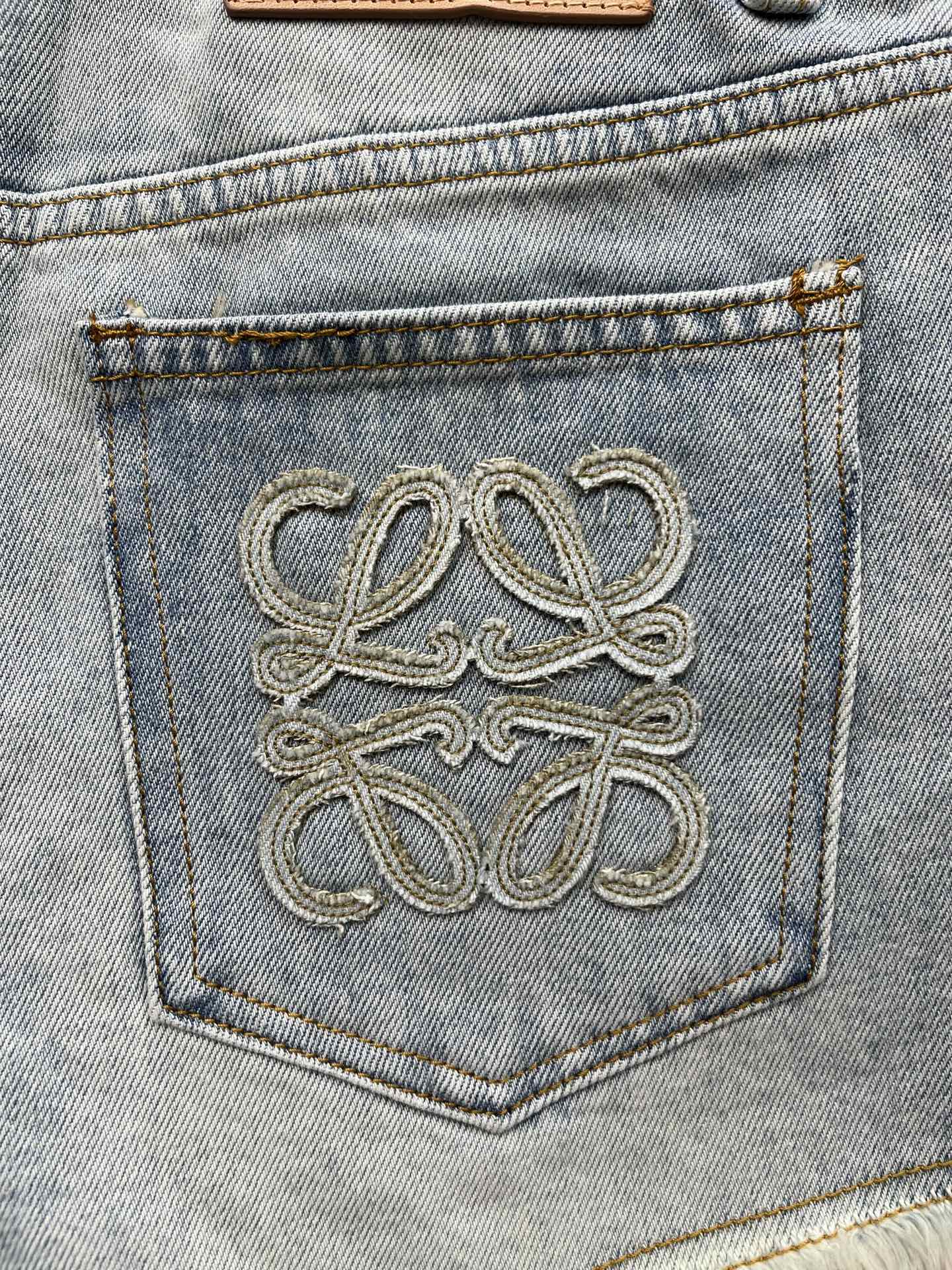 Loewe Anagram Embroidered Denim Shorts