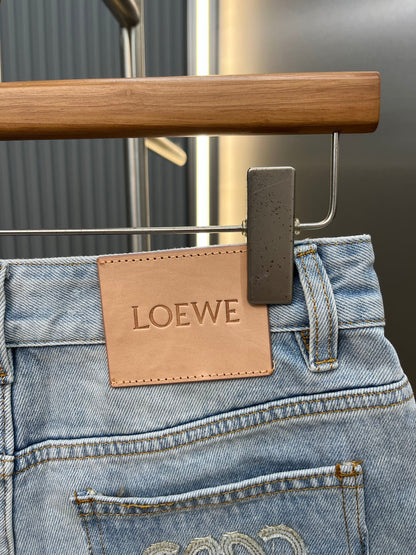Loewe Anagram Embroidered Denim Shorts