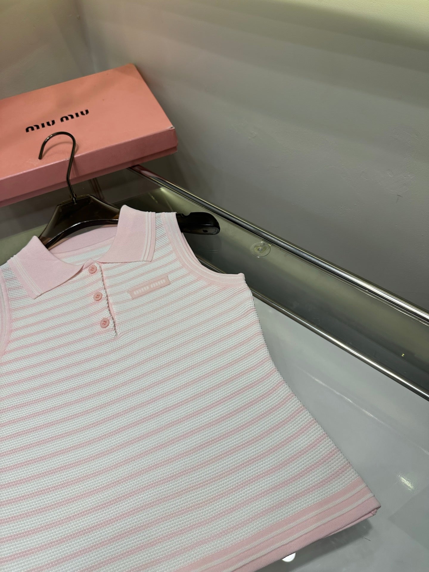 Miu Miu Striped Polo Collar Knit Vest