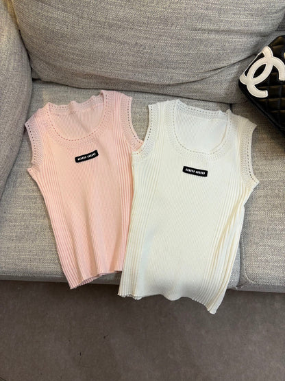 Miu Miu Cut-Out Slim-Fit Knit Tank Top