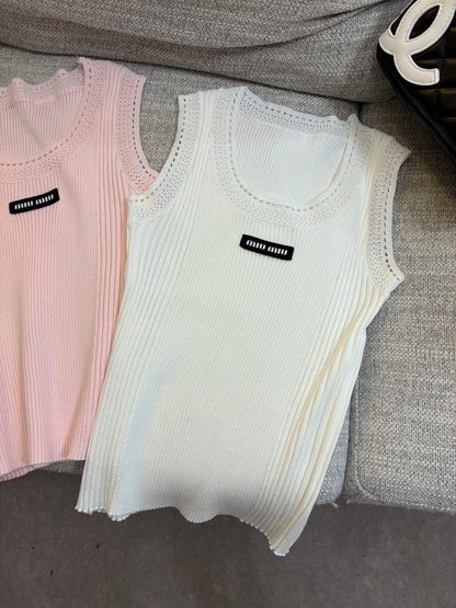 Miu Miu Cut-Out Slim-Fit Knit Tank Top