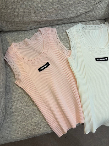 Miu Miu Cut-Out Slim-Fit Knit Tank Top
