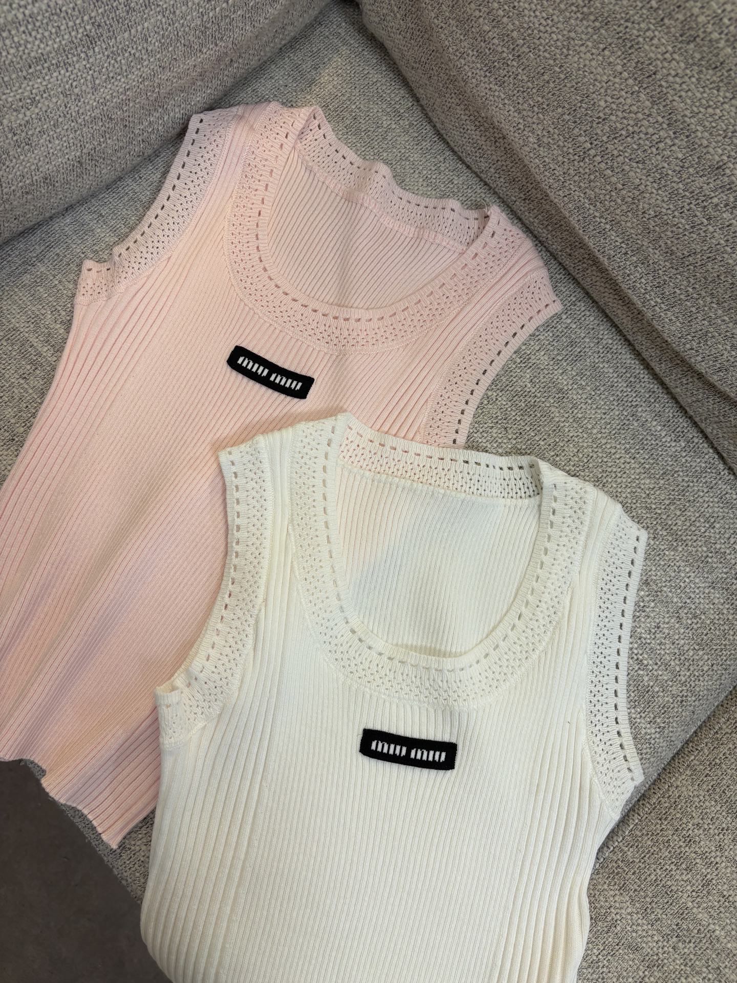 Miu Miu Cut-Out Slim-Fit Knit Tank Top
