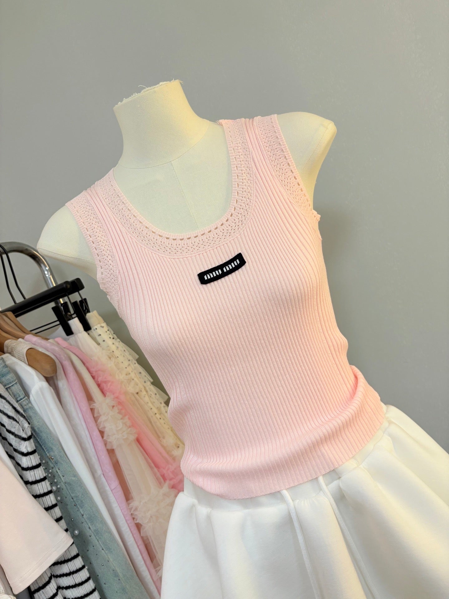 Miu Miu Cut-Out Slim-Fit Knit Tank Top