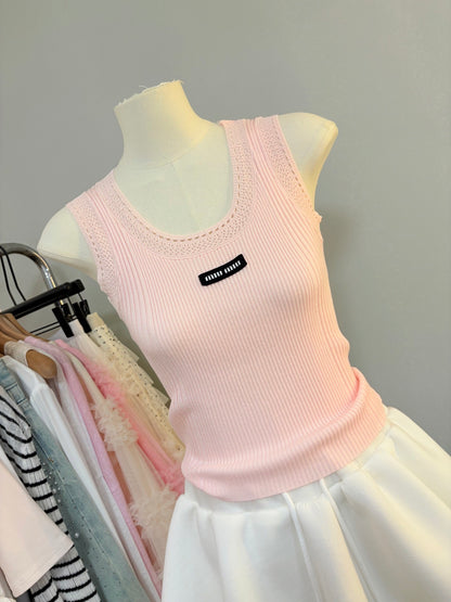 Miu Miu Cut-Out Slim-Fit Knit Tank Top