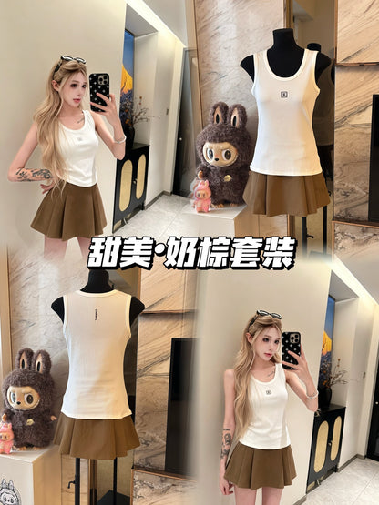 Chanel & Miu Miu Ribbed Tank Top and Skirt Set