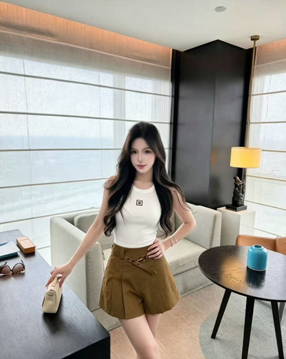 Chanel & Miu Miu Ribbed Tank Top and Skirt Set