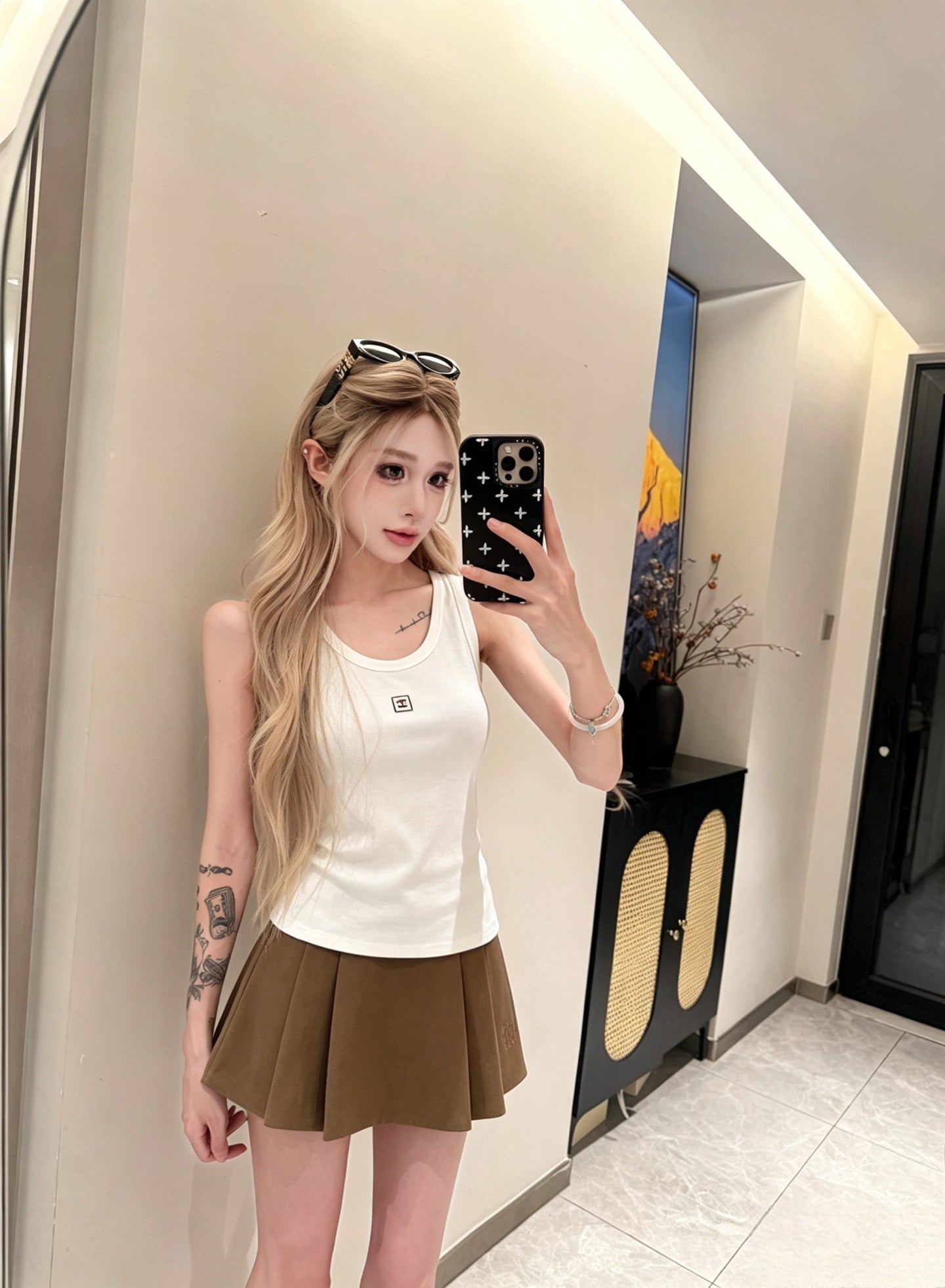 Chanel & Miu Miu Ribbed Tank Top and Skirt Set