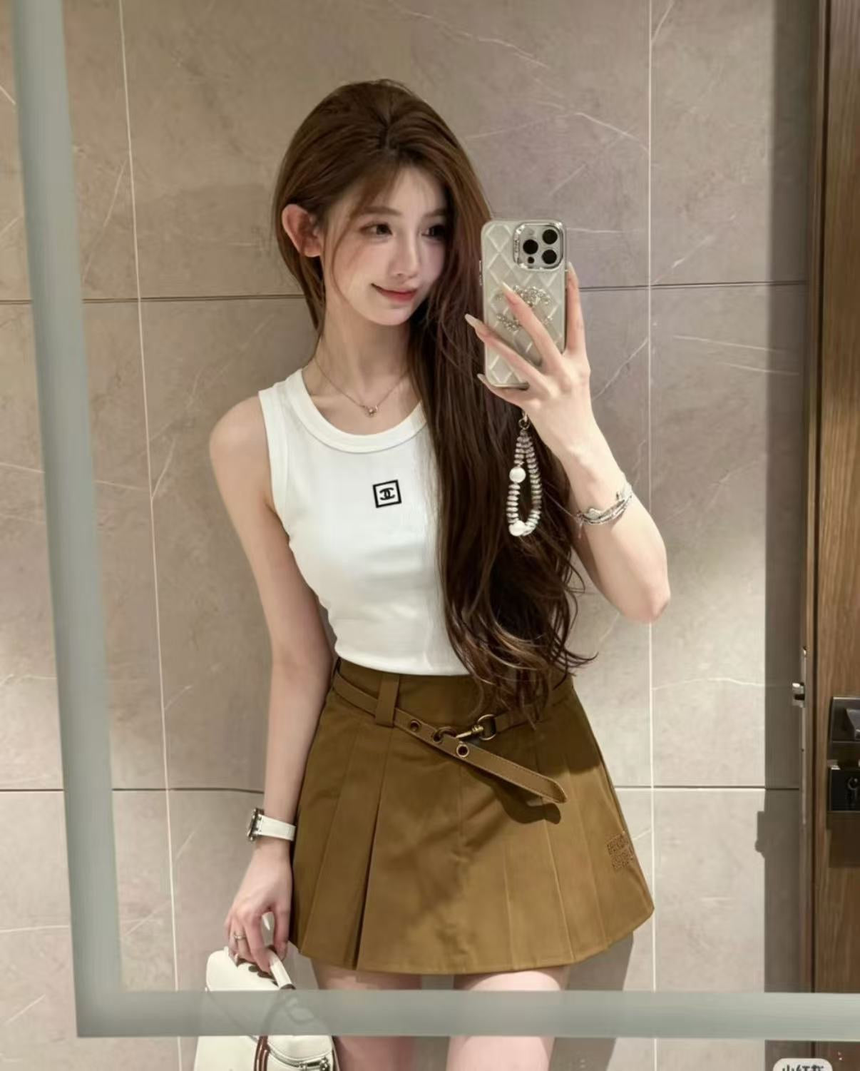 Chanel & Miu Miu Ribbed Tank Top and Skirt Set