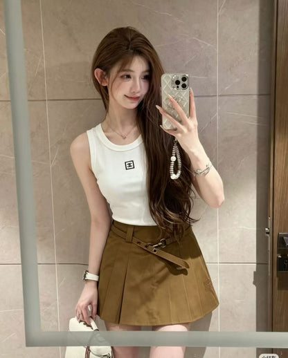 Chanel & Miu Miu Ribbed Tank Top and Skirt Set