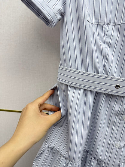 Miu Miu Striped Short-Sleeve Tiered Dress – Spring/Summer Collection