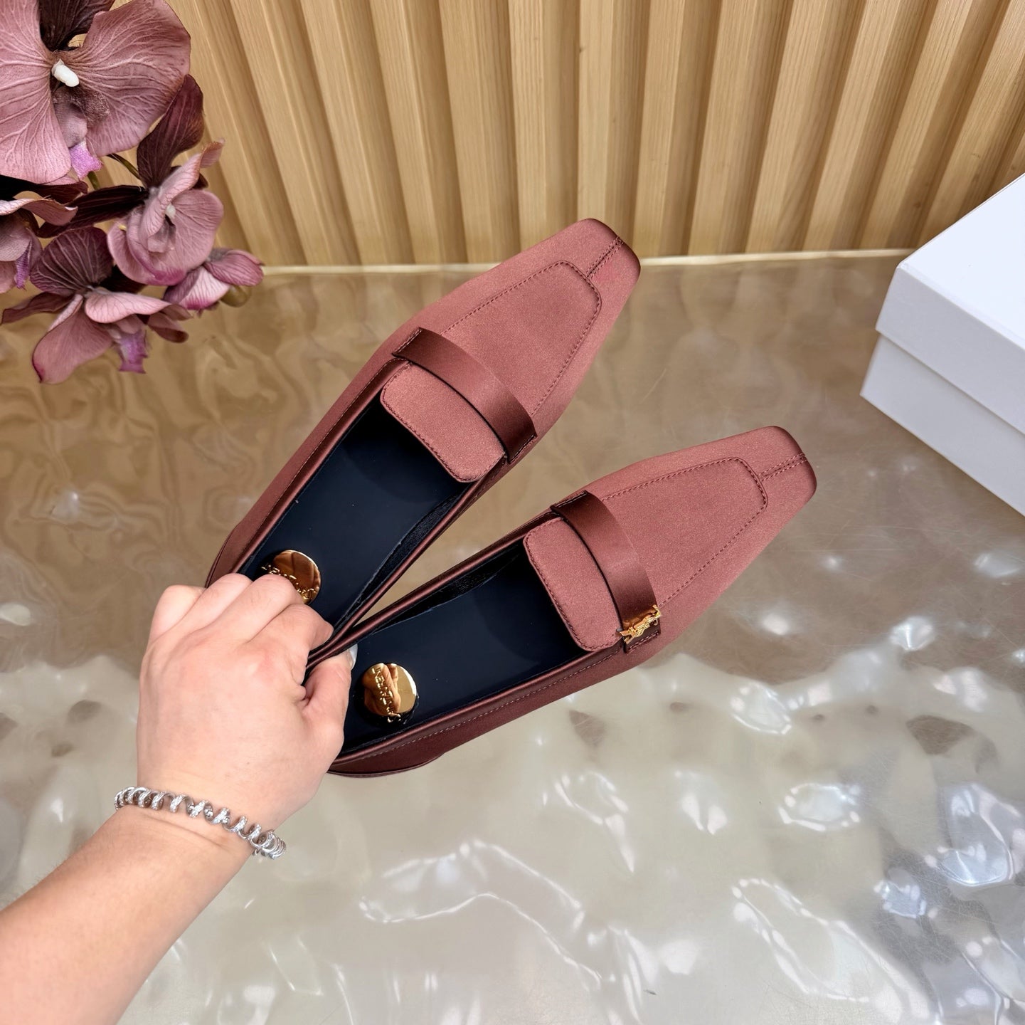 Saint Laurent Silk Chain Mules – Spring/Summer Collection – 26S