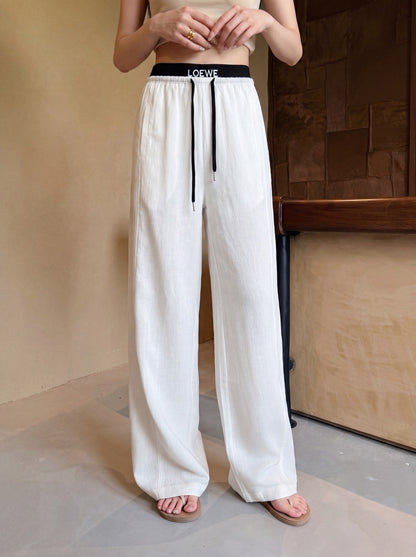 Loewe Embroidered Linen Casual Pants