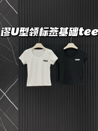 Miu Miu Ribbed U-Neck T-Shirt