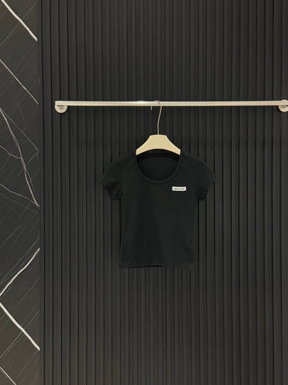 Miu Miu Ribbed U-Neck T-Shirt