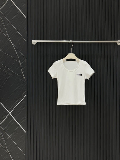 Miu Miu Ribbed U-Neck T-Shirt