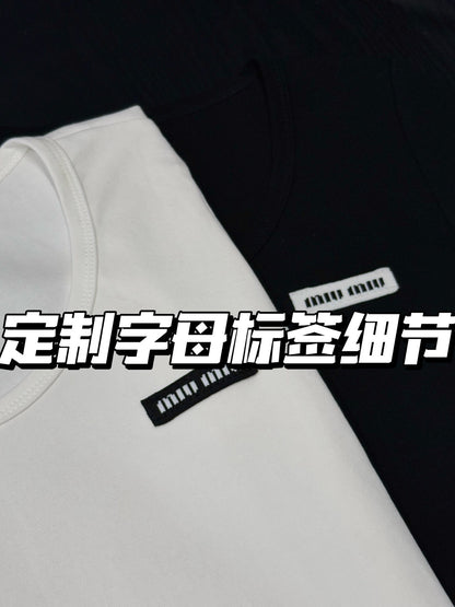Miu Miu Ribbed U-Neck T-Shirt