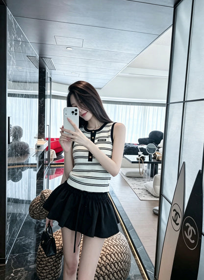 Miu Miu Striped Buttoned Slim-Fit Tank Top