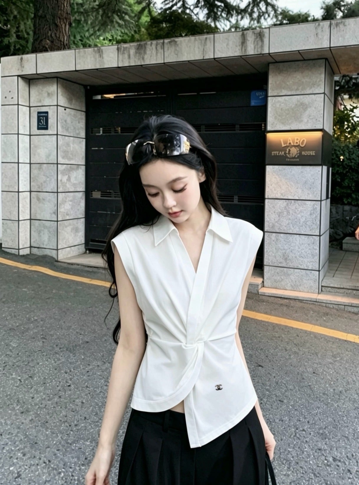 Chanel Double C Metal Irregular Knot Waist-Cinching Shirt – 26SS