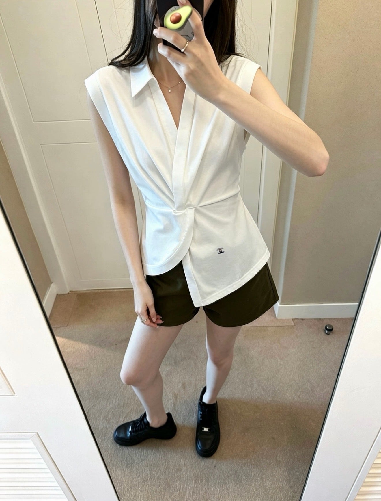 Chanel Double C Metal Irregular Knot Waist-Cinching Shirt – 26SS