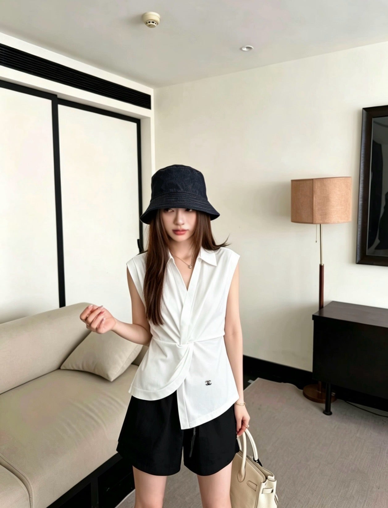 Chanel Double C Metal Irregular Knot Waist-Cinching Shirt – 26SS